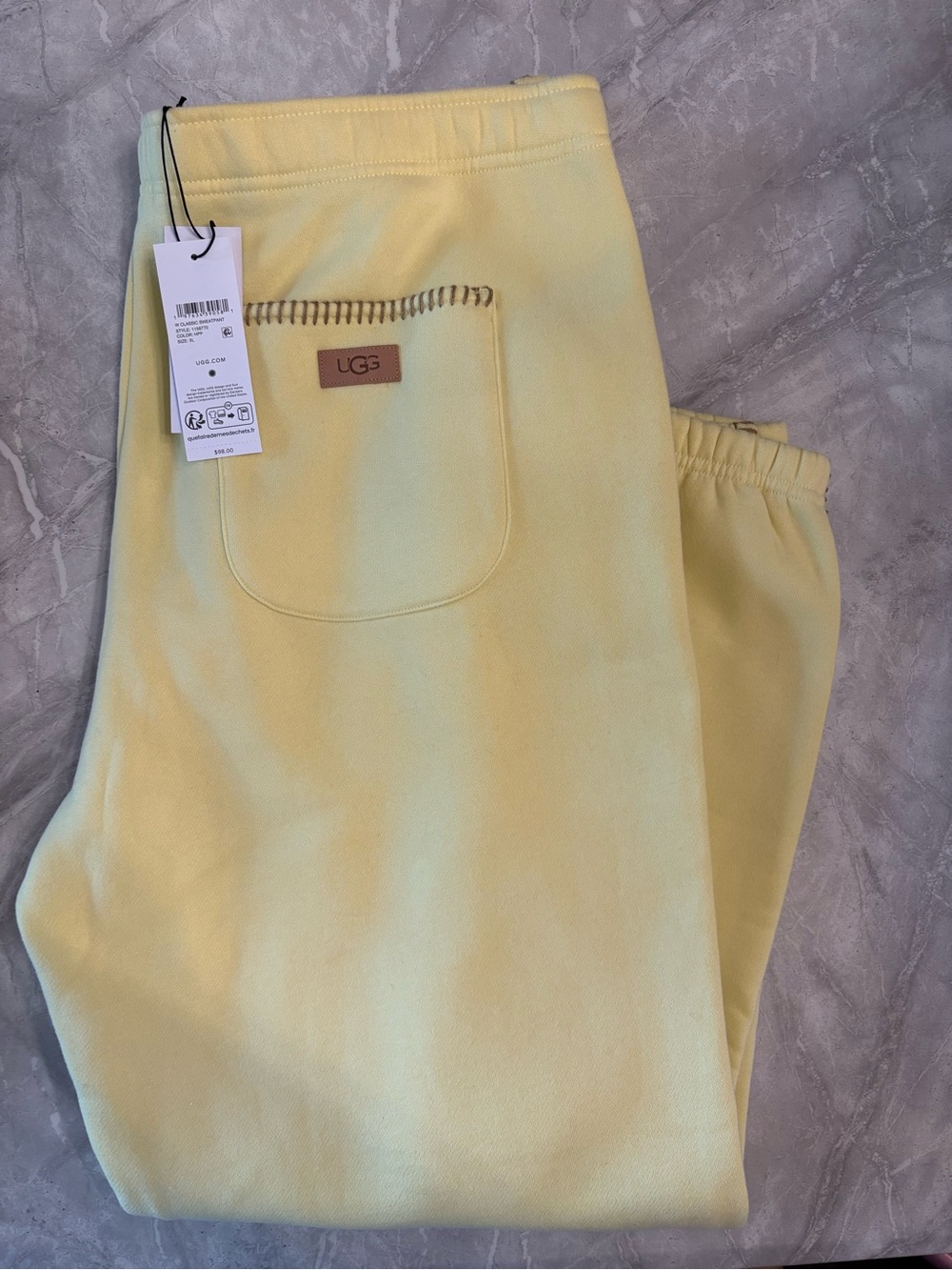 UGG Women’s Pale Yellow Fleece Joggers XL